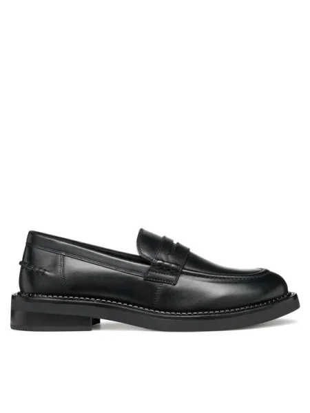 Кожени мокасини Geox D SERILDA с равна подметка черно