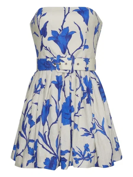Rochie mini Cara Cara cu model floral de costum alb