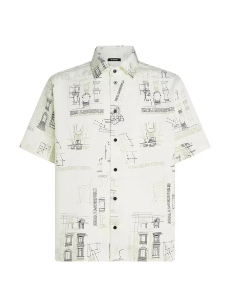 Karl Lagerfeld Cămașă Maison de Karl crem / verde kiwi negru