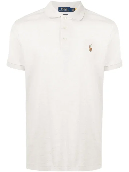 Разтягам поло тениска Polo Ralph Lauren с автограф с десен рибена кост червено