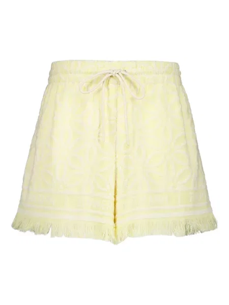 Жакардови шорти Zimmermann с ресни жълто