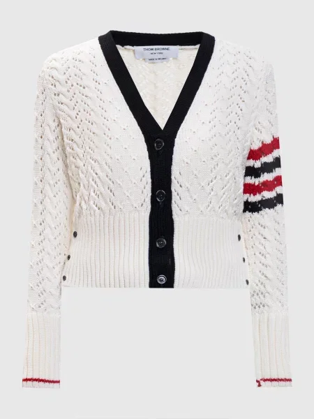 Кардиган з вовни Thom Browne білий