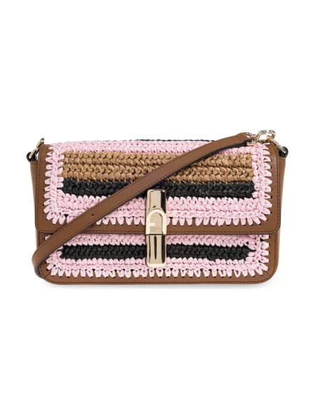 Furla Torebki Kobieta Różowy ONE SIZE Skóra Iride Small Shoulder Bag brązowa