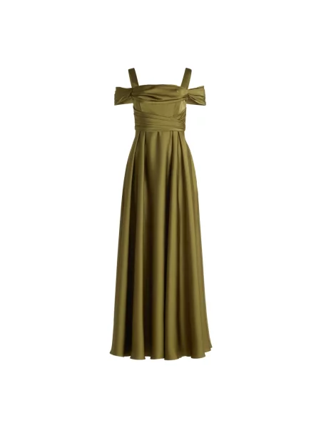 Sukienka wieczorowa Vera Mont elegancka z odkrytymi ramionami zielona