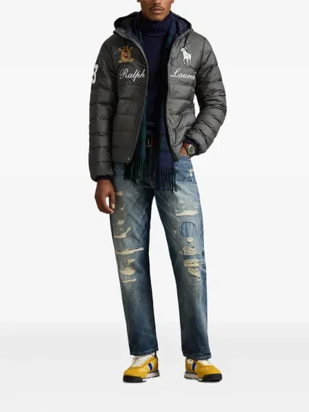 Dlouhá pruhovaná s límcem kšiltovka Polo Ralph Lauren modrá