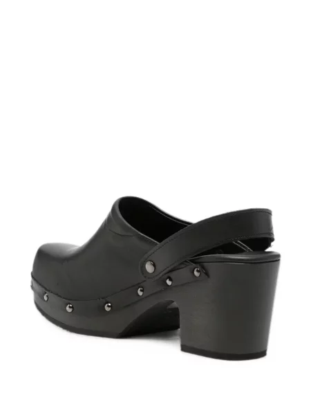 Papuci tip mules Scholl din piele cu tepi negru