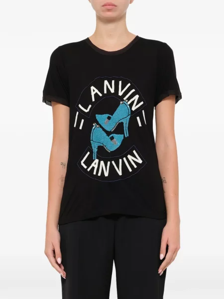 Tricou Lanvin cu broderie din jerseu negru