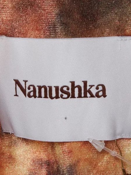 Βελούδινη φλοράλ μίνι φόρεμα Nanushka με σχέδιο πορτοκαλί