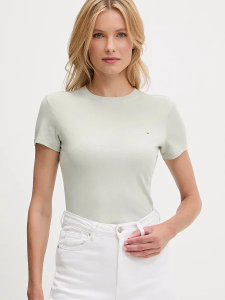 Тениска Tommy Jeans дамска зелено