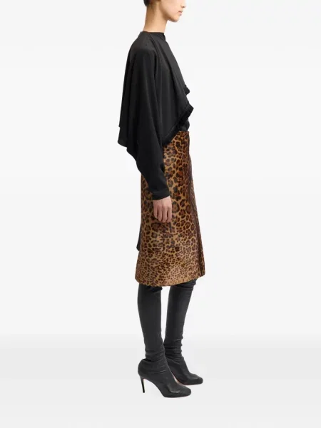 Fustă midi 16arlington cu imagine cu model leopard maro