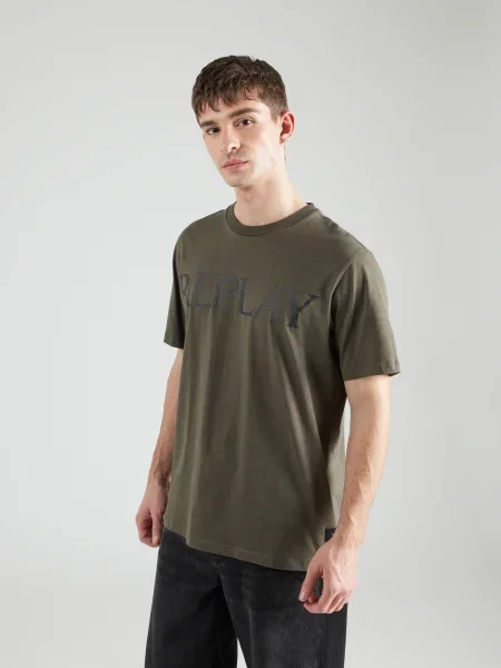 REPLAY Tricou oliv negru