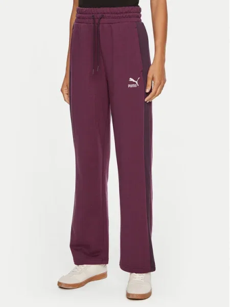 Puma Pantaloni trening T7 High Waist Track 44 Vișiniu alb