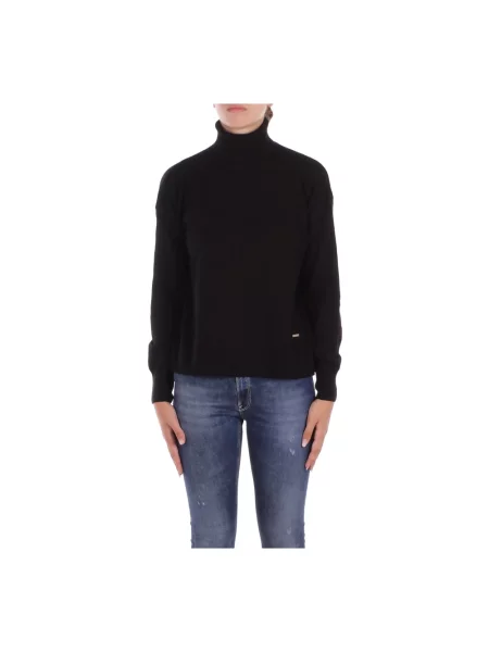 Sweter z golfem Woolrich wełniany do golfa czarny