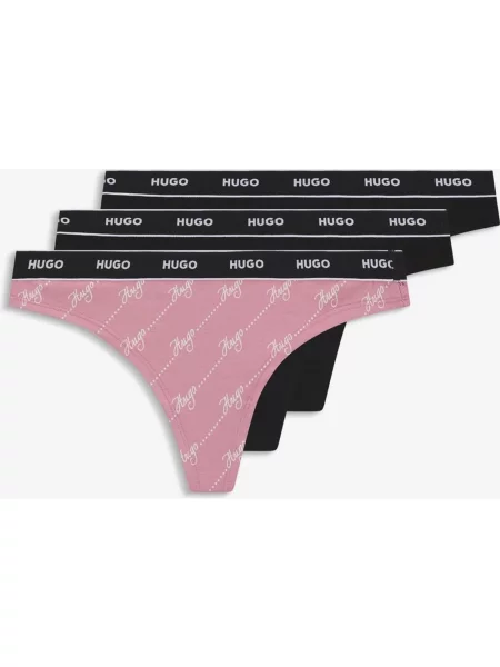 Stringi HUGO Triplet Design różowo-czarne 3 sztuki XS czarne