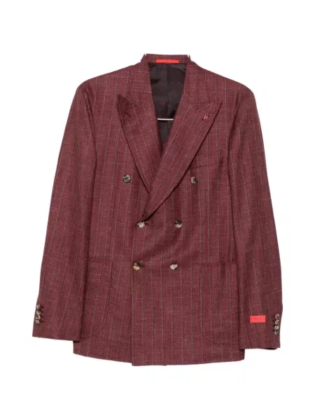 Costum Isaia cu două rânduri de nasturi roșu