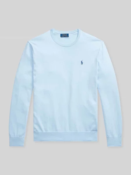 Sweter o kroju slim fit z czystej bawełny Polo Ralph Lauren niebieski
