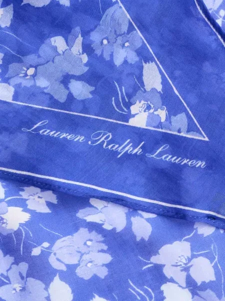 Chusta z mieszanki bawełny i jedwabiu Lauren Ralph Lauren niebieska
