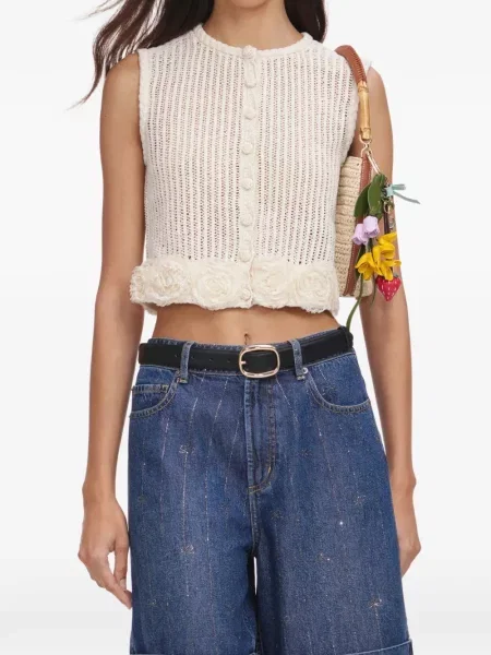 Top Self-portrait cu model floral cu aplicații