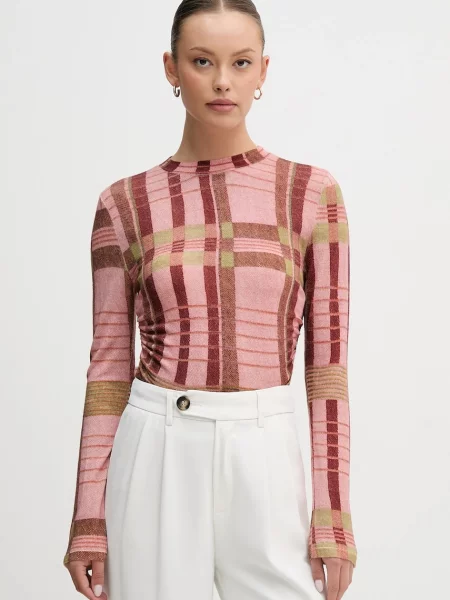 Barbour pulover de lână x Farm Rio light cu turtleneck roz