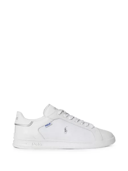Papuci Polo Ralph Lauren din piele cu autograf cu cordon albastru
