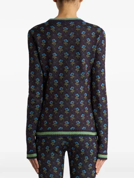 Cardigan Etro cu model floral din jacard maro
