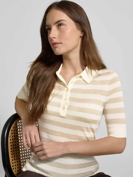 Koszulka polo z czystej wełny dziewiczej krój regular fit model FIDENKA' Boss beżowa