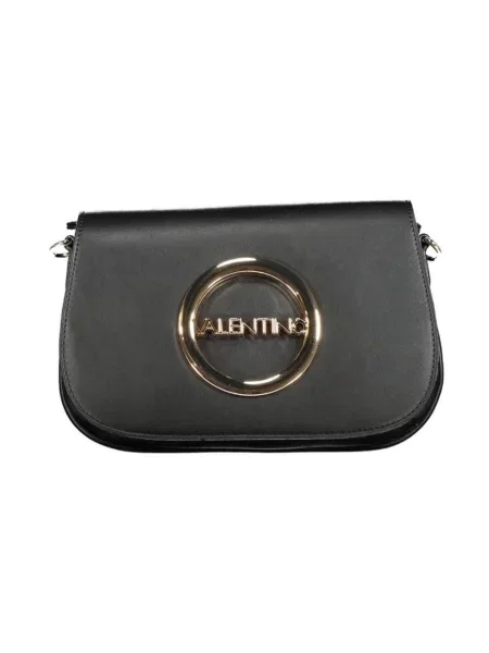 Lniana torebka crossbody Valentino z logo czarna