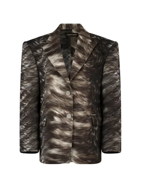 Geacă Roberto Cavalli cu imagine cu blană maro