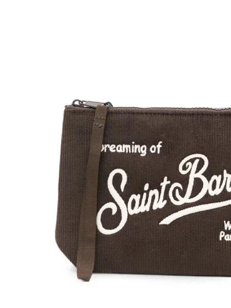 Geantă plic Mc2 Saint Barth cu broderie de catifea cord maro