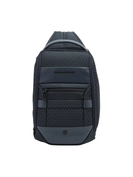 Torba crossbody Piquadro skórzana pikowana niebieska
