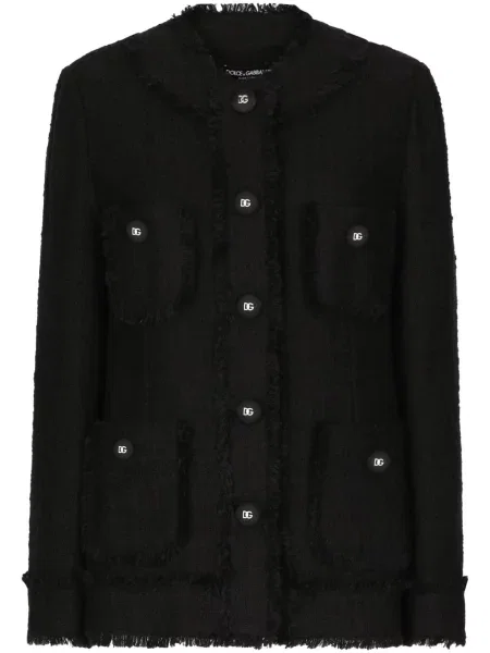Geacă Dolce & Gabbana din tweed negru