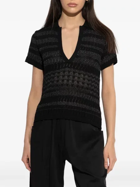 Megztas palaidinė be rankovių Akep v formos iškirpte juoda