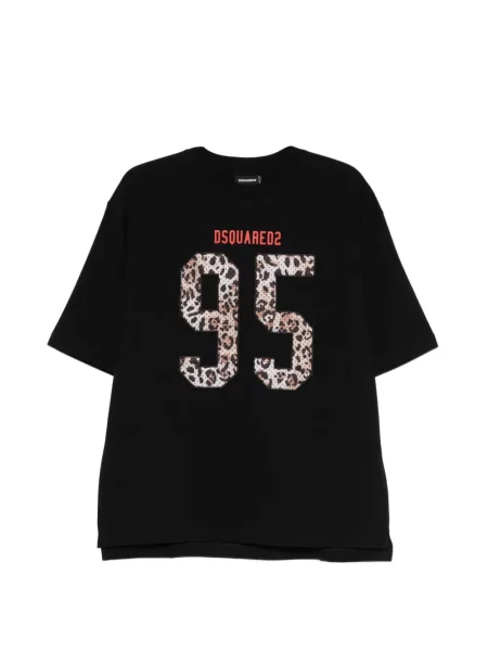 Тениска Dsquared2 с принт с животински шарки черно