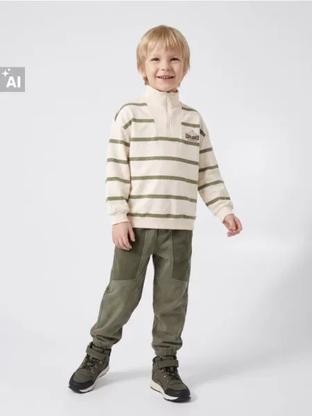 Sinsay Pruhovaná mikina loose fit se stojáčkem krémová