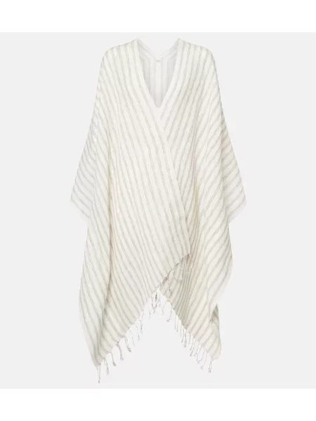 Poncho Brunello Cucinelli de in cu dungi alb