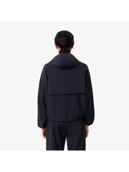 Lacoste Kurtka Przeciwdeszczowa Z Kapturem Relaxed Fit granatowa