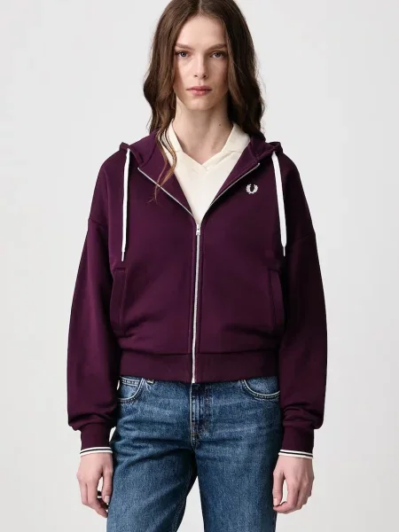 Fred Perry bluza rozpinana z kapturem fioletowa