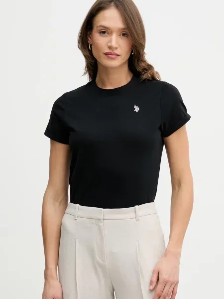 U.S. Polo Assn. t-shirt γυναικείο CREW NECK μαύρο