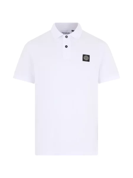 Tricou polo Stone Island cu strasuri alb
