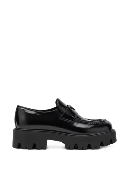Pantofi loafer Prada cu autograf negru