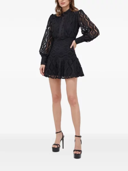 Rochie mini Bardot din dantelă negru
