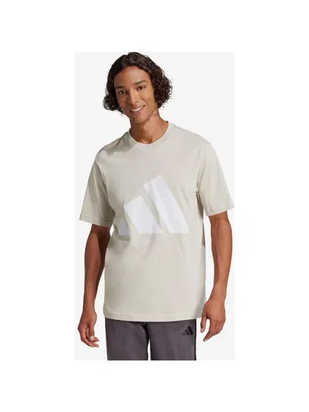 Koszulka adidas Essentials Logo duże krótki rękaw beżowy S biały