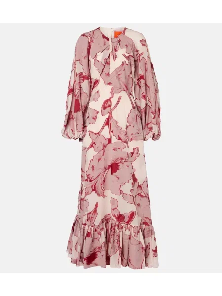 Rochie La Doublej de mătase cu model floral roz