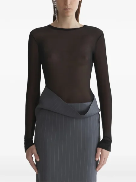 Top Mugler transparente lung negru