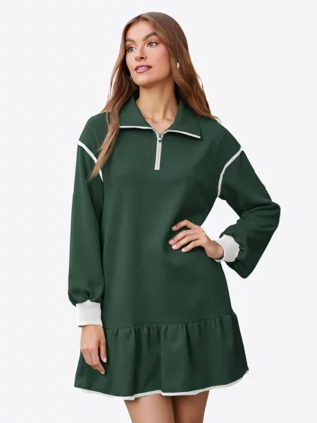 Imily Bela Rochie verde alb