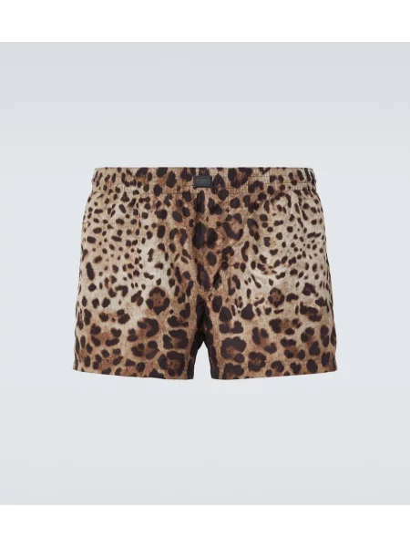 Plavalne hlačke Dolce&gabbana s potiskom z leopardjim vzorcem