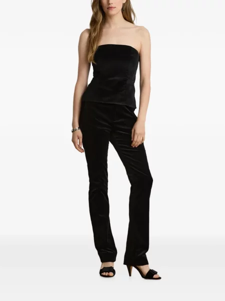 Pantaloni Lauren Ralph Lauren de catifea negru