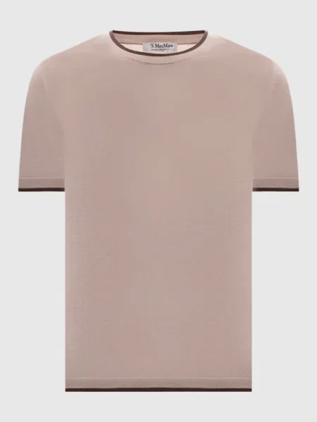 Шерстяная футболка Max Mara бежевая