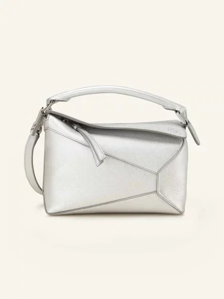 Loewe Torba Na Ramię Puzzle Edge Small silber srebrna