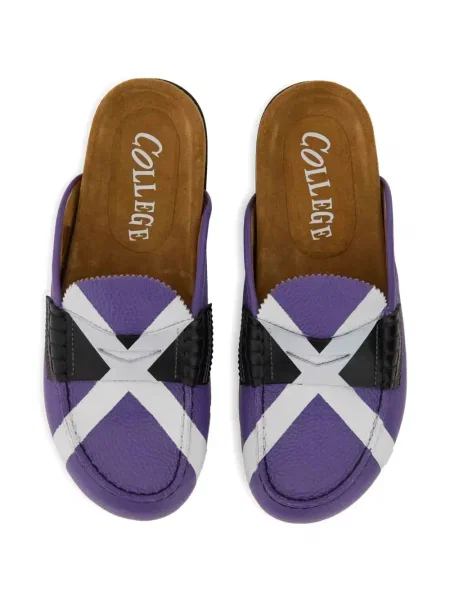 Papuci tip mules College din piele violet
